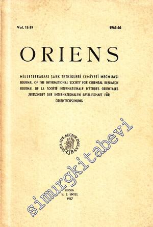Oriens: Milletlerarası Şark Tetkikleri Cemiyeti Mecmuası 1965 - 1966 -