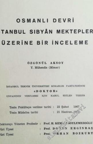 Osmanlı Devri İstanbul Sıbyan Mektepleri Üzerine Bir İnceleme  -        1968