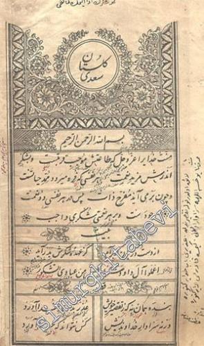 OSMANLICA: Gülistan - ı Sadi -