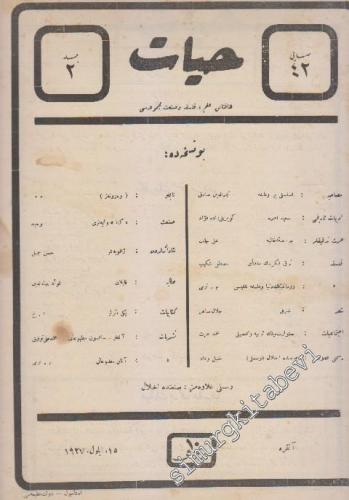 OSMANLICA: Hayat: Haftalık İlim, Felsefe ve Sanat Mecmuası -   Cilt: 2     15 Eylül 1927