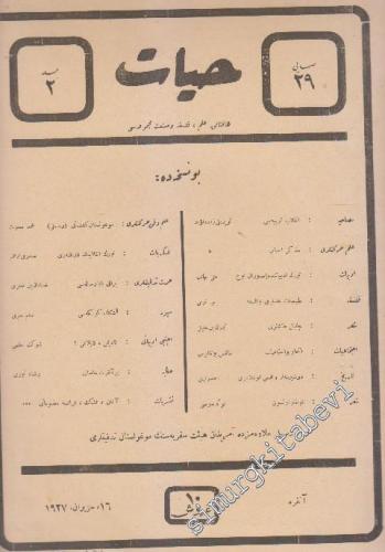 OSMANLICA: Hayat: Haftalık İlim, Felsefe ve Sanat Mecmuası -   Cilt: 2     16 Haziran 1927