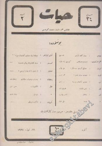 OSMANLICA: Hayat: Haftalık İlim, Felsefe ve Sanat Mecmuası -   Cilt: 2     21 Temmuz 1927