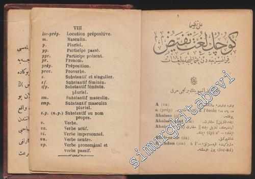 OSMANLICA: Küçük Lûgat-ı Tefeyyüz. Fransızcadan Osmanlıcaya Lûgat Dictionnaire Tefeyüz Français - Ottoman -