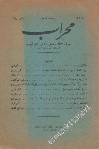 OSMANLICA: Mihrab Ahlaki, İctimai, Felsefi, tarihi, Edebi Mecmuadır SON SAYI -   Cilt:   2  1 Nisan 1925