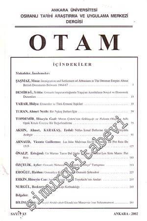 OTAM: Osmanlı Tarihi Araştırma ve Uygulama Merkezi Dergisi  - Sayı: 13; 2002