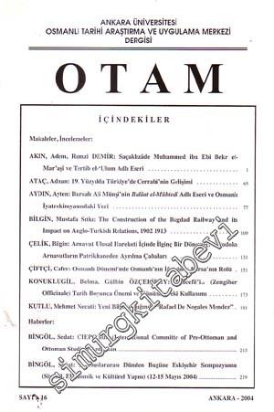 OTAM: Osmanlı Tarihi Araştırma ve Uygulama Merkezi Dergisi  - Sayı: 16; 2004