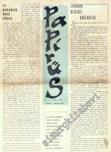 Papirüs Dergisi - Sayı: 4    Yıl: 1   Temmuz - Ağustos  1961