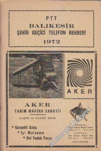 PTT Balıkesir Şehir Geçici Telefon Rehberi 1972 -