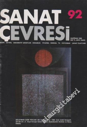 Sanat Çevresi Aylık Sanat Dergisi - Resim, Heykel, Dekoratif Sanatlar, Mimarlık, Tiyatro, Sinema, TV, Fotoğraf, Sanat Olayları - Dosya: Süleyman Saim Tekcan “Bir Taşla Üç Kuş” 1985. Çok Renkli Serigrafi. 70X50 cm. (1. Asya-Avrupa Sanat Bienali, Başbakanlı