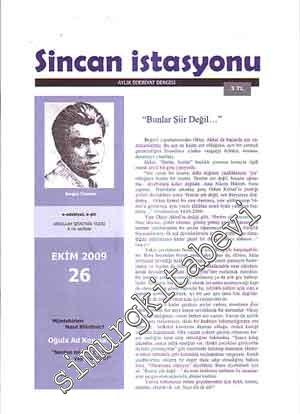 Sincan İstasyonu: Aylık Edebiyat Dergisi - Ekim 2009, Sayı: 26