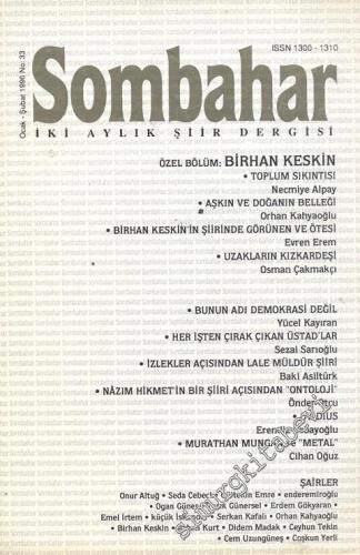 Sombahar: İki Aylık Şiir Dergisi - Ocak - Şubat 1996; Sayı: 33