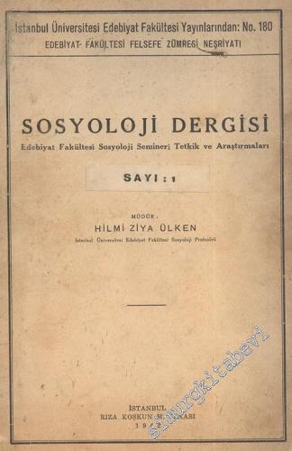 Sosyoloji Dergisi - Cilt: 1, Sayı: 1, 1941 - 1942       1942
