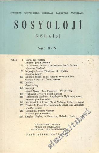 Sosyoloji Dergisi - Sayı: 21-22, Yıl: 1967-1968
