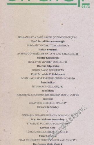 Strateji , Üç Aylık Dış Politika, Güvenlik, Ekonomi Dergisi - Yıl: 1995, Sayı: 3       1995
