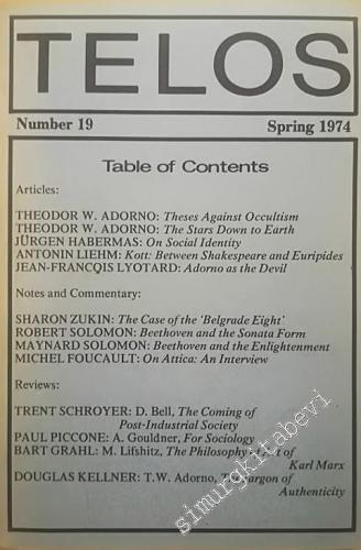 Telos: A Quarterly Journal of Radical Thought - Adorno - Number: 39, S