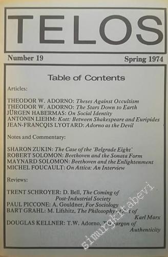 Telos: A Quarterly Journal of Radical Thought - Adorno - Number: 39, Spring -