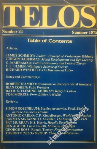 Telos: A Quarterly Journal of Radical Thought - Number: 24, Summer