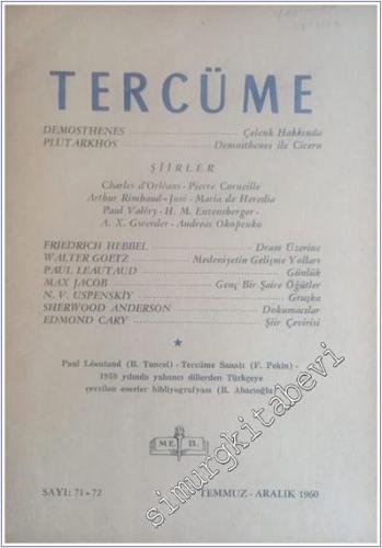 Tercüme Dergisi - Sayı: 71 - 72   Cilt: 14    Temmuz - Aralık 1960