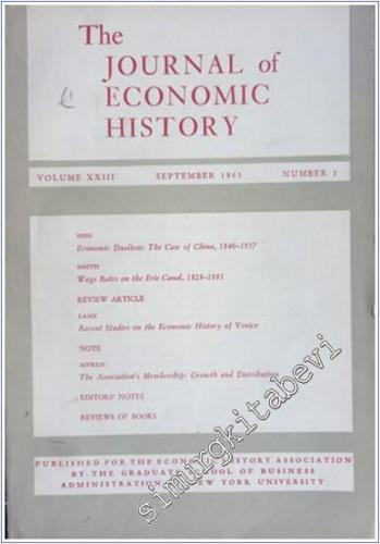 The Journal Of Economic History - Number: 3 Vol: XXIII September