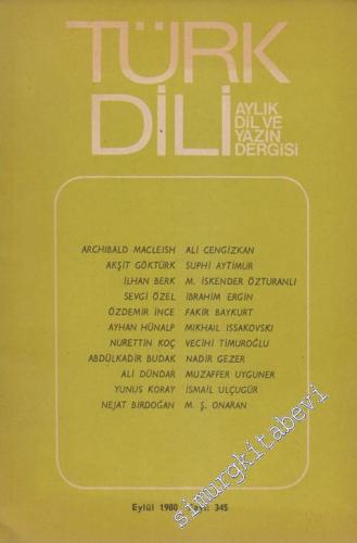 Türk Dili Aylık Dil Dergisi - 345 XLI 29 Eylül