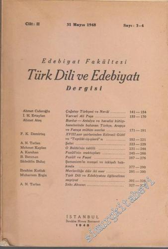 Türk Dili ve Edebiyatı Dergisi - sayı: 3 - 4  2  31  Mayıs 1948
