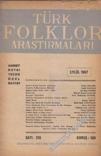 Türk Folklor Araştırmaları Dergisi - Sayı: 218 Eylül