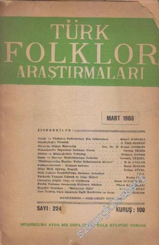 Türk Folklor Araştırmaları Dergisi - Sayı: 224 Cilt: 11 Yıl: 19 Mart