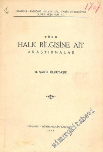 Türk Halk Bilgisine Ait Araştırmalar