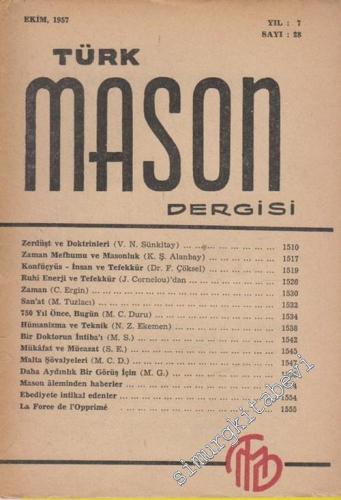 Türk Mason Dergisi - Sayı: 28, Yıl: 7, Ekim 1957