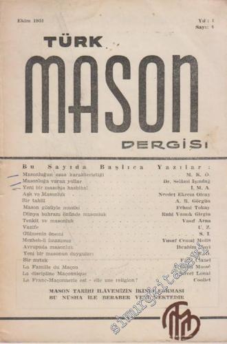 Türk Mason Dergisi - Sayı: 4, Yıl: 1, Ekim 1951