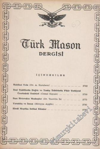Türk Mason Dergisi - Sayı: 52, Yıl: 13, Ekim 1963       1963