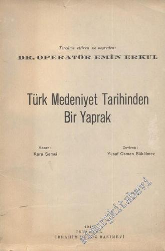 Türk Medeniyet Tarihinden Bir Yaprak