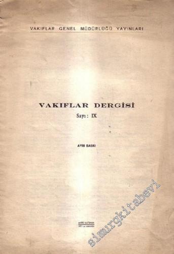 Türk Mimari Sanatı Bibliyografyası (Vakıflar Dergisi sayı: 9'dan ayrıb