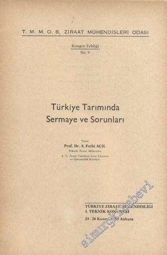 Türkiye Tarımında Sermaye Sorunları -