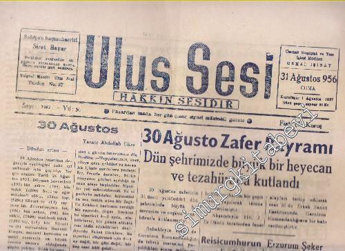 Ulus Sesi - 30 Ağustos Zafer Bayramı - Sayı: 7052 Yıl: 30 Ağustos