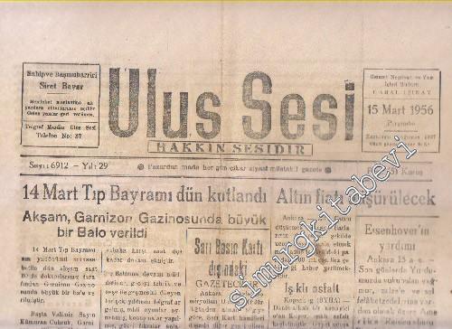 Ulus Sesi - Altın Fiyatı Düşürülecek - Sayı: 6912  Yıl: 29    Mart 1956