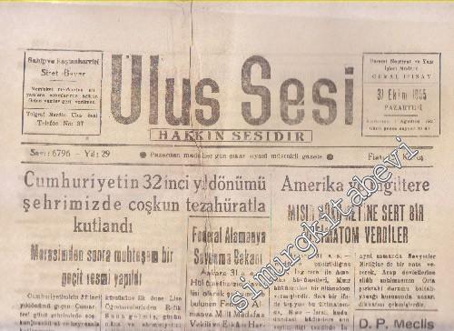 Ulus Sesi - Cumhuriyet'in 32 Yıldönümü - Sayı: 6796  Yıl: 29    Ekim 1955