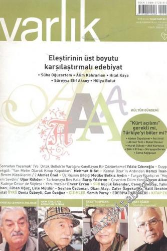 Varlık - Aylık Edebiyat ve Kültür Dergisi, Dosya: Eleştirinin Üst Boyutu Karşılaştırmalı Edebiyat - Eylül 2009, Sayı: 1224, Yıl: 77