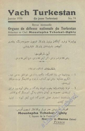 Yach Turkestan - Organe de défense nationale du Turkestan - No:74, Jan