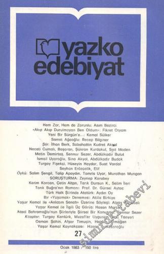 Yazko Edebiyat Dergisi - Sayı: 27; Ocak 1983       1983