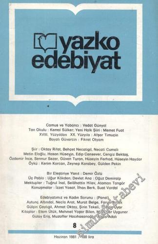 Yazko Edebiyat Dergisi - Sayı: 8, Haziran 1981       1981