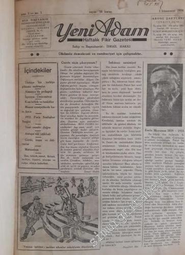 Yeni Adam Haftalık Fikir Gazetesi, Sayı 1-52 (1 Kanunsani 1934 - 27 Bi