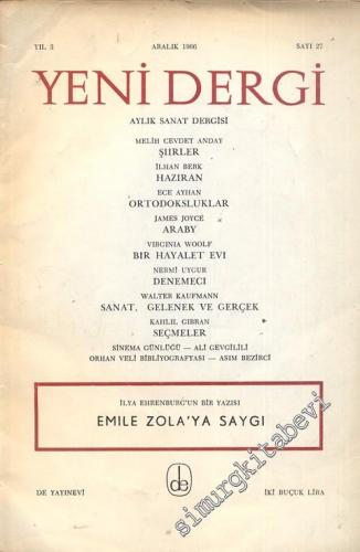 Yeni Dergi - Aylık Sanat Dergisi - Sayı; 27    3  Aralık
