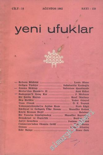 Yeni Ufuklar Aylık Sanat Fikir Dergisi - Sayı: 159, Ağustos 1965       1965