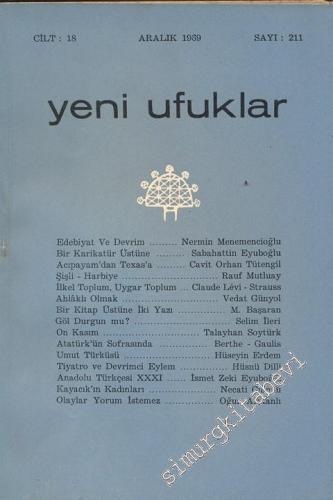 Yeni Ufuklar Aylık Sanat Fikir Dergisi - Sayı: 211, Aralık 1969       1969