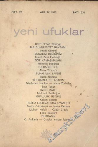 Yeni Ufuklar Aylık Sanat Fikir Dergisi - Sayı: 231, Aralık 1972       1972