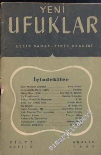 Yeni Ufuklar Aylık Sanat Fikir Dergisi - Sayı: 79, Aralık 1958
